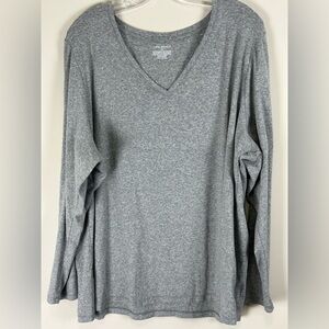 Women's V-Neck Soft Loose Fit Stretch Long Sleeve Tee